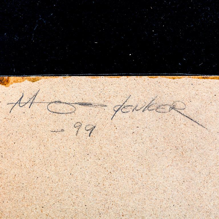 Magnus Denker, diptyk mixed media signerad och daterad 99.