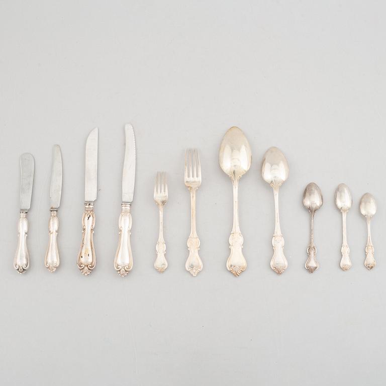 A 97-piece Swedish silver cutlery, model 'Olga', including GAB, Stockholm 1965.