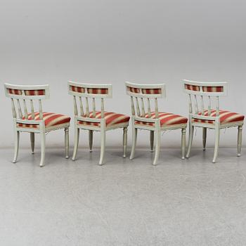 A set of four chairs and two stools, late gustavian, early 19th century.