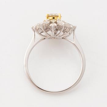 Brilliant and navette cut diamond ring.