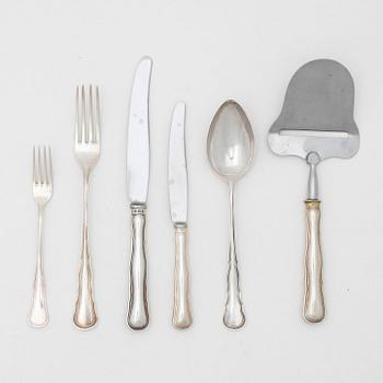 Bestickservis, silver, 33 delar, CG Hallberg, Stocholm, 1950-65.