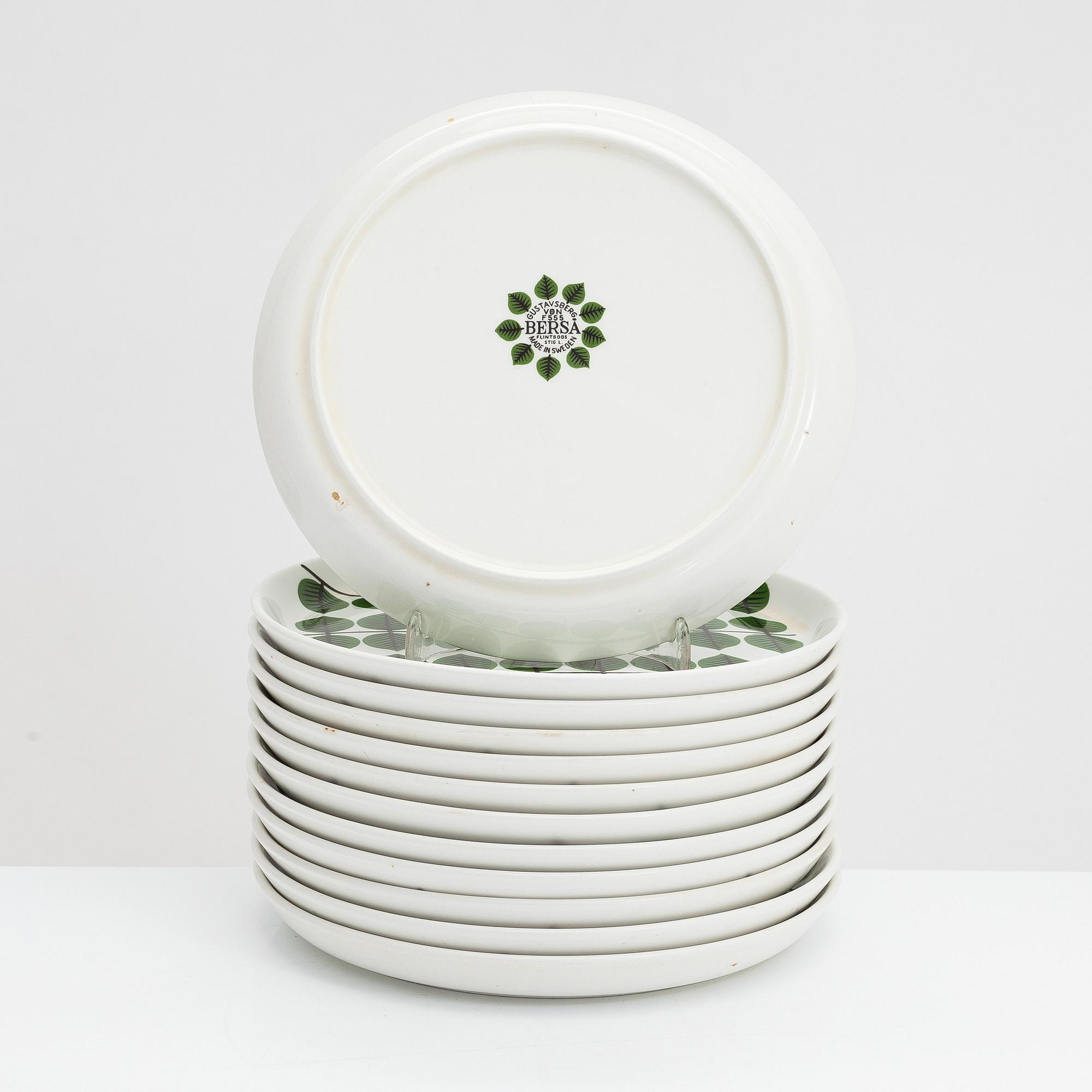 Stig Lindberg, tallrikar, 12 st, "Berså", Gustavsberg.