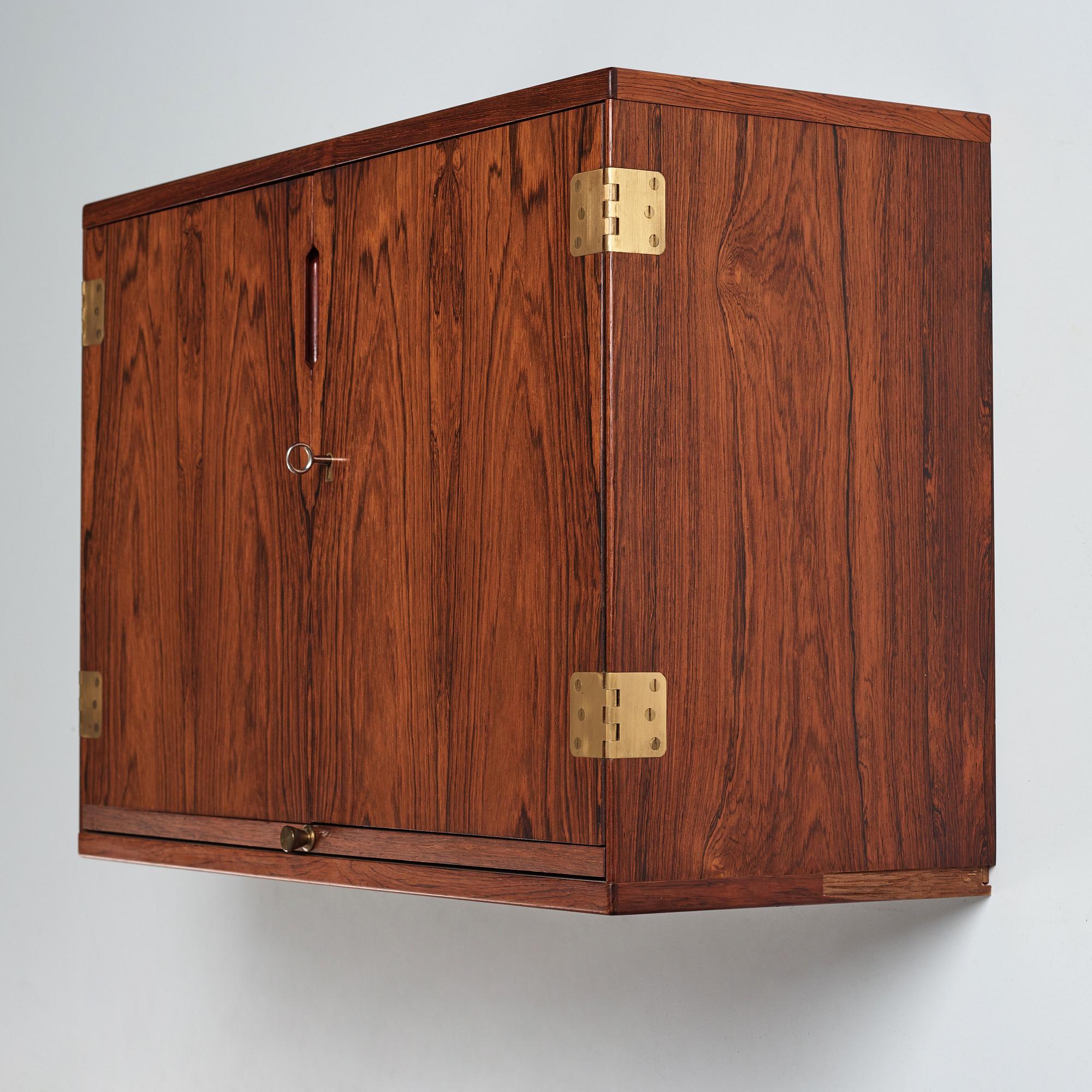 Svend Langkilde, a rosewood wall hung bar cabinet, Langkilde Møbler, Denmark 1960s.