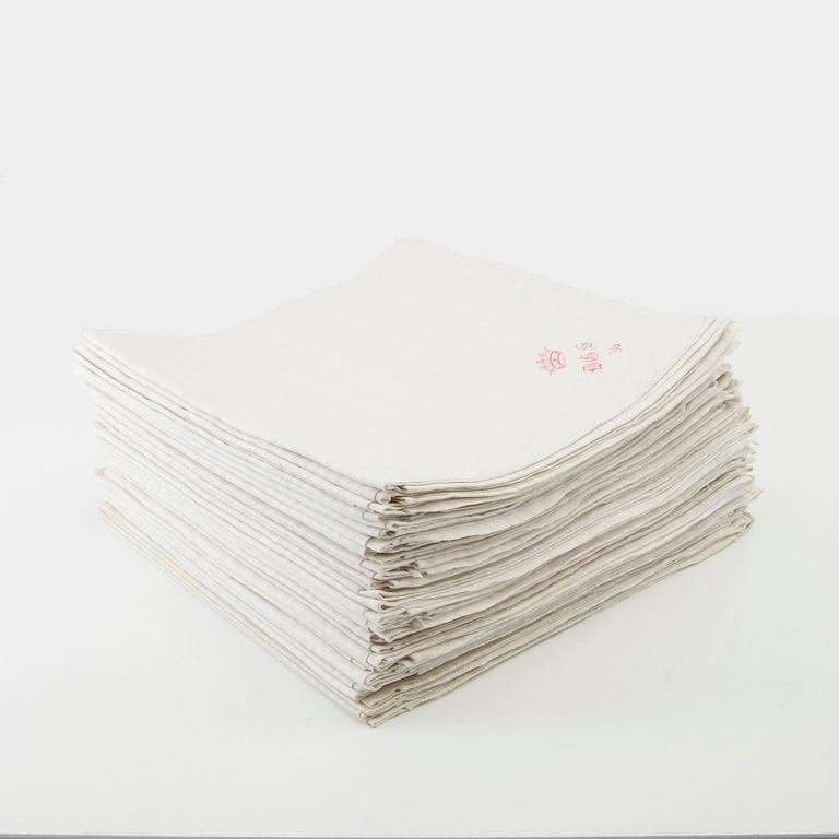 Napkins, 35 pcs, first half of the 20th century, damask, approx. 78x75 cm.
