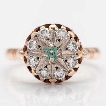 SORMUS, 14K kultaa, berylli, timantteja n. 0.40 ct yht. Neuvostoliitto.