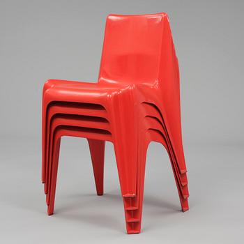 STOLAR, 4 st, "BA-1171, Bofinger Chair" Helmut Bätzner, Alfred Bätzner, Friedhelm Bös för Wilhelm Bofinger KG, Tyskland.