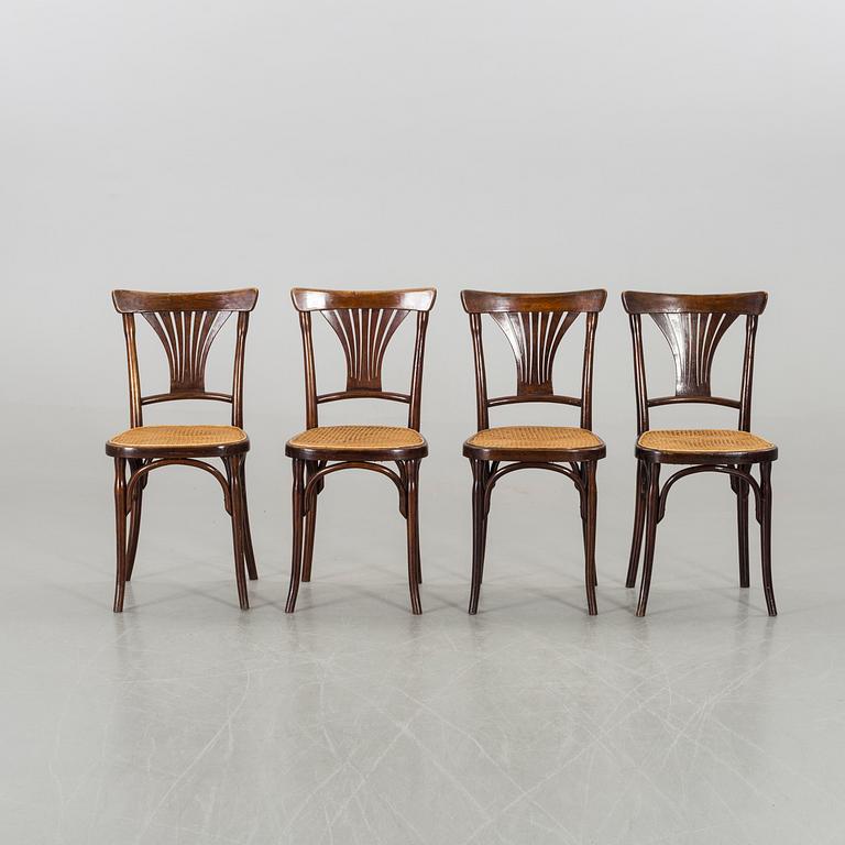 A SET OF FOUR BENTWOOD  CHAIRS J&J KOHN AUSTRIA.