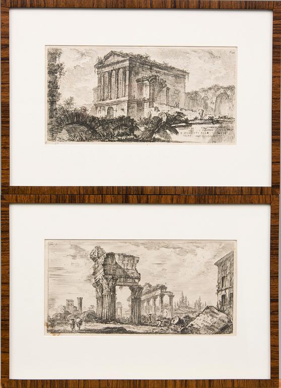 GIOVANNI BATTISTA PIRANESI, efter, etsningar 2 st.