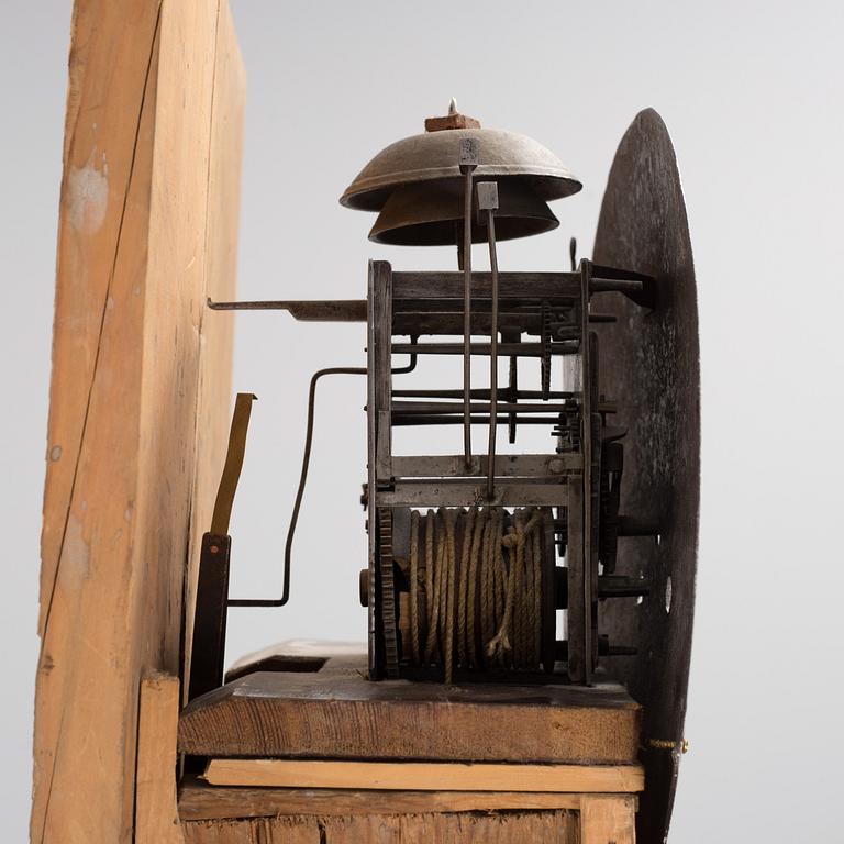 a painted grandfather-clock from the first half of the 19th century.
