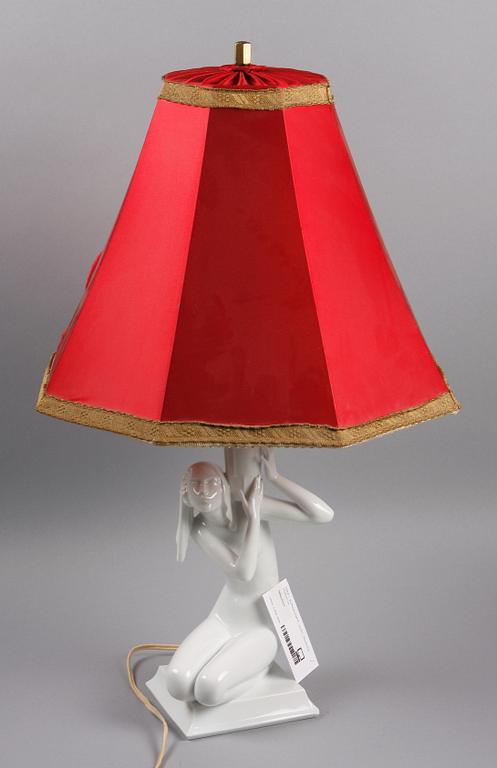 BORDSLAMPA, porslin, Rosenthal. 1930/40-tal.