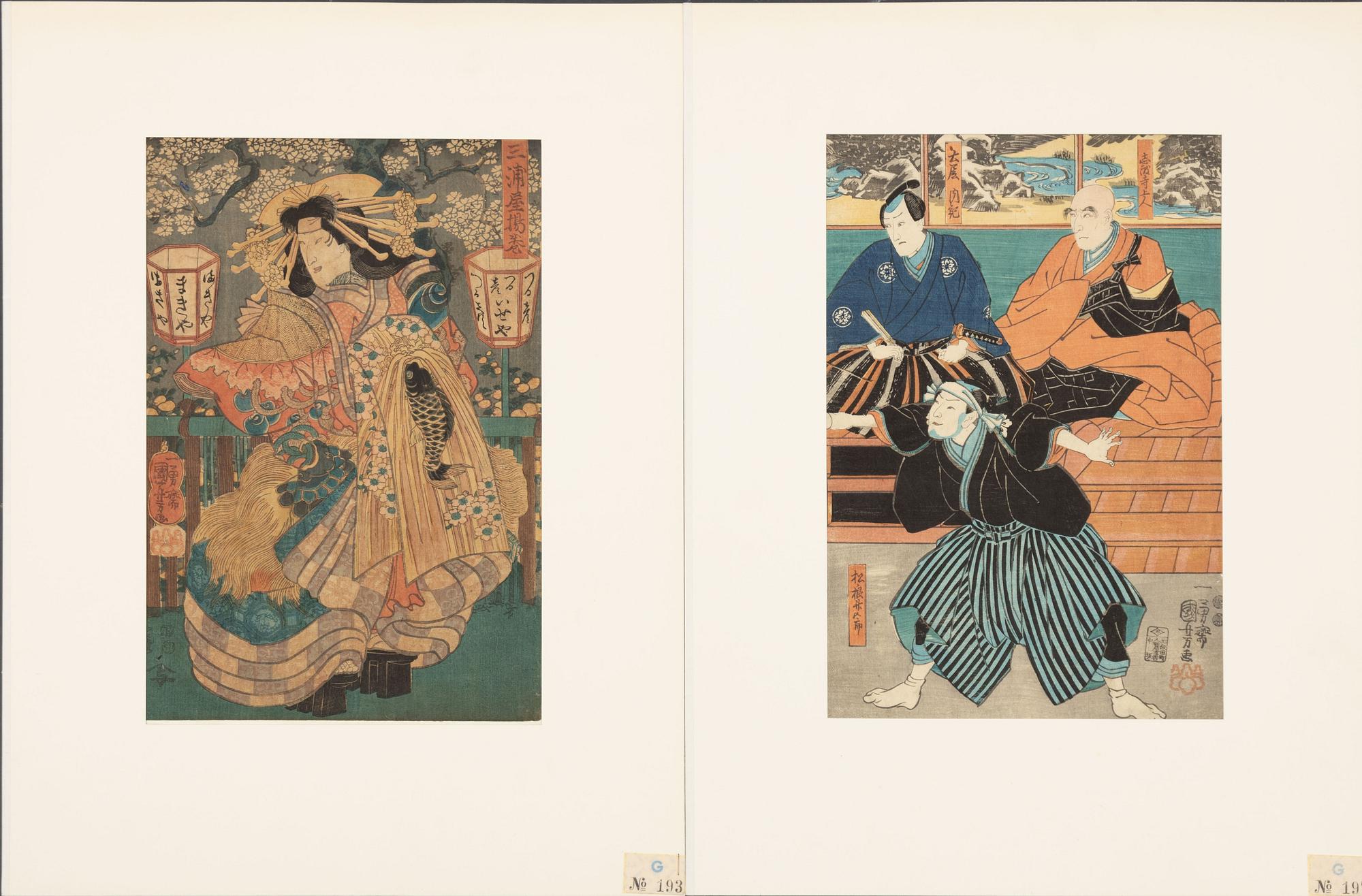 Utagawa Kuniyoshi, 'Revenge' and 'Courtesans of Miura-ya'.