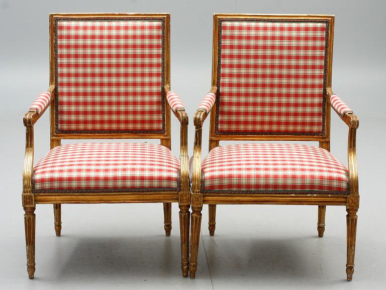 SALONGSGRUPP, 3 delar, gustaviansk stil, 1800-talets slut.