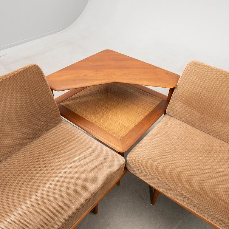 Peter Hvidt & Orla Mølgaard Nielsen, sofa group, 3 pcs "Minerva" for France & Son, Denmark, 1960s.