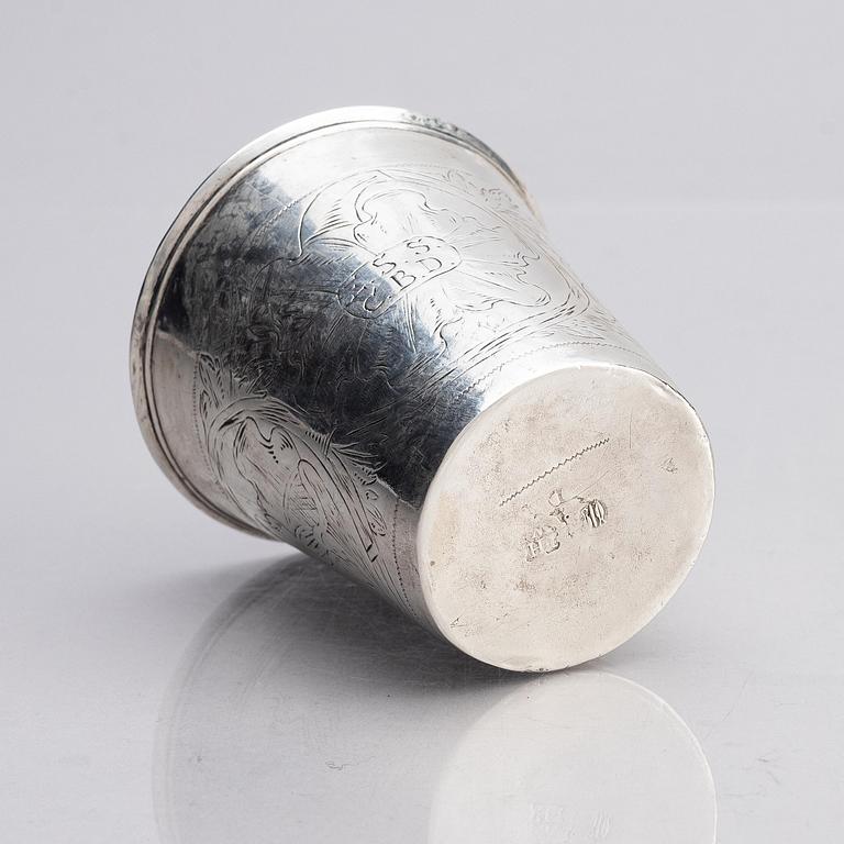 A Swedish late 17th century silver beaker, mark of Johan Wettersten, Borås 1697.