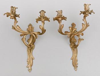VÄGGAPPLIQUER, 1 par, rokokostil, 1800-talets andra hälft.