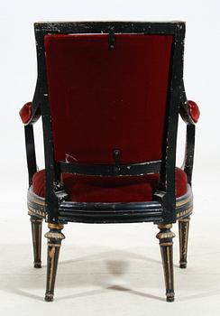 KARMSTOL, gustavianskt Stockholmsarbete, 1700-talets slut.