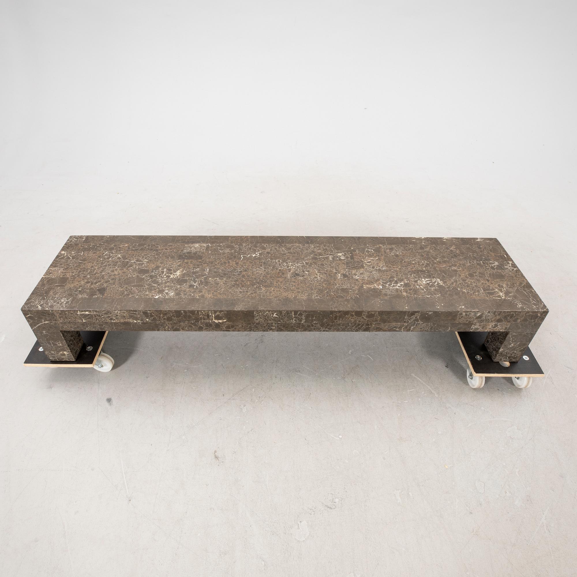 A late 20th century/21 st century travertin coffee table/sideboard.