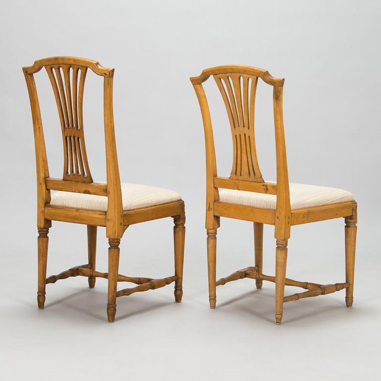 A set of six Gustavian chairs, four signed MLB for Melchior Lundberg (Stockholm 1775-1812).