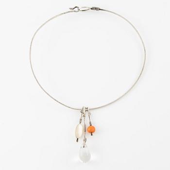 Vivianna Torun Bülow-Hübe, a silver necklace with three pendants, executed in her own workshop, Stockholm 1950's.