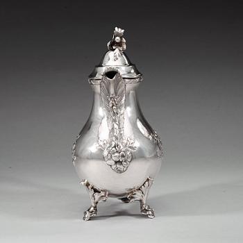 A Swedish 18th century silver coffee-pot, Pehr Zethelius, AStockholm 1771.