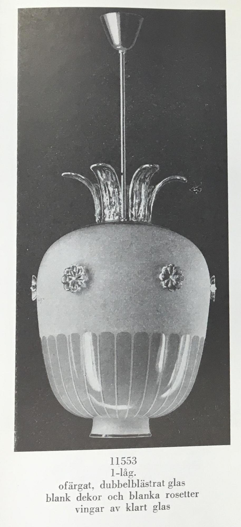 Harald Notini, taklampa, modell "11553", Arvid Böhlmarks Lampfabrik, 1940-tal.