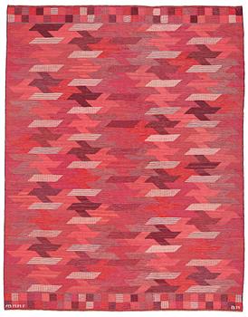 Barbro Nilsson, A CARPET, "Rödarp", flat weave, ca 247 x 190,5 cm, signed AB MMF BN.