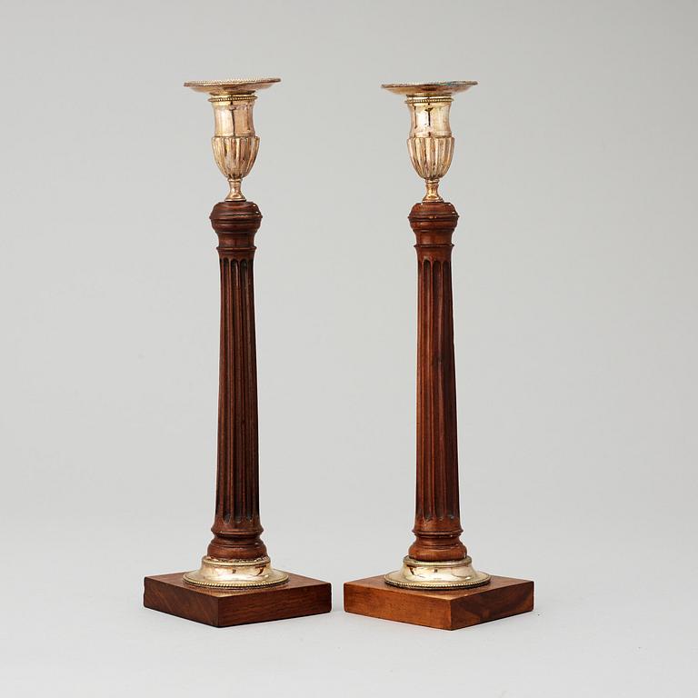 A pair of late Gustavian late 18th century candlesticks.