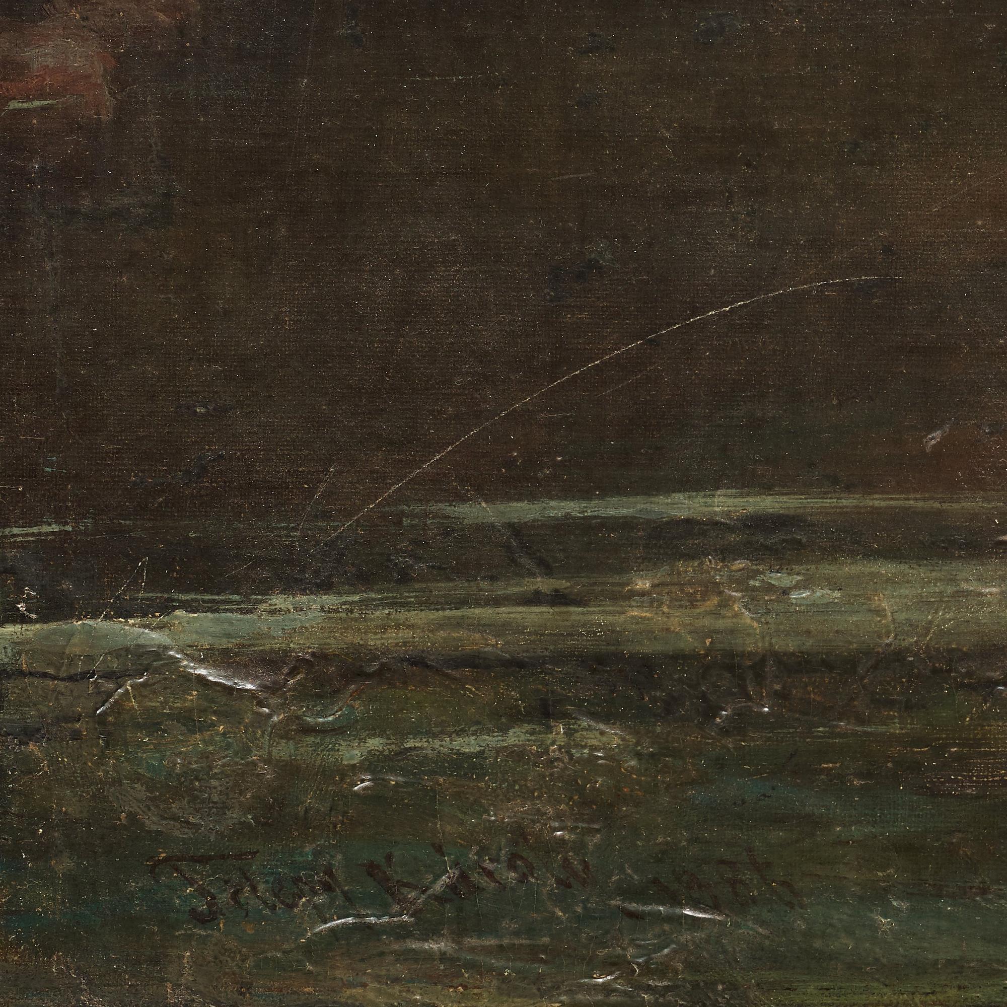 Károly Telepy, Rocky landscape with two figures.