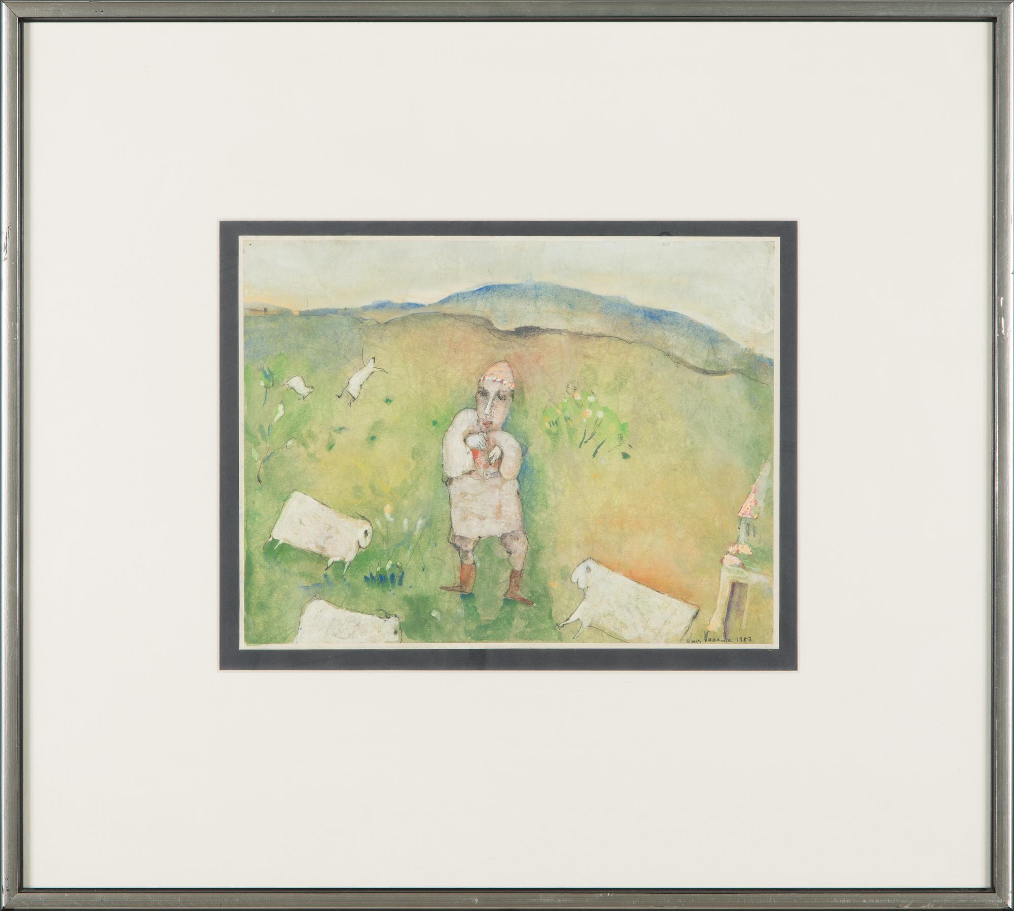 Olavi Vaarula, gouache, signerad och daterad 1987.