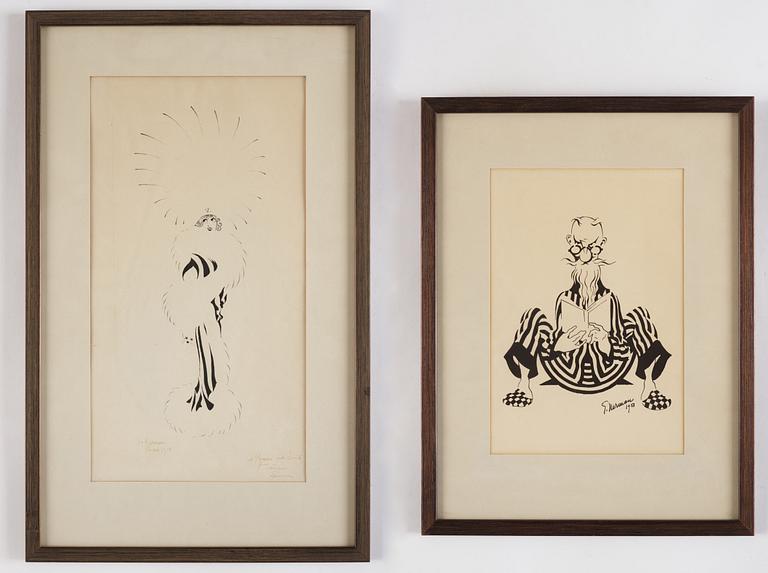 Einar Nerman, ink drawings, a pair.