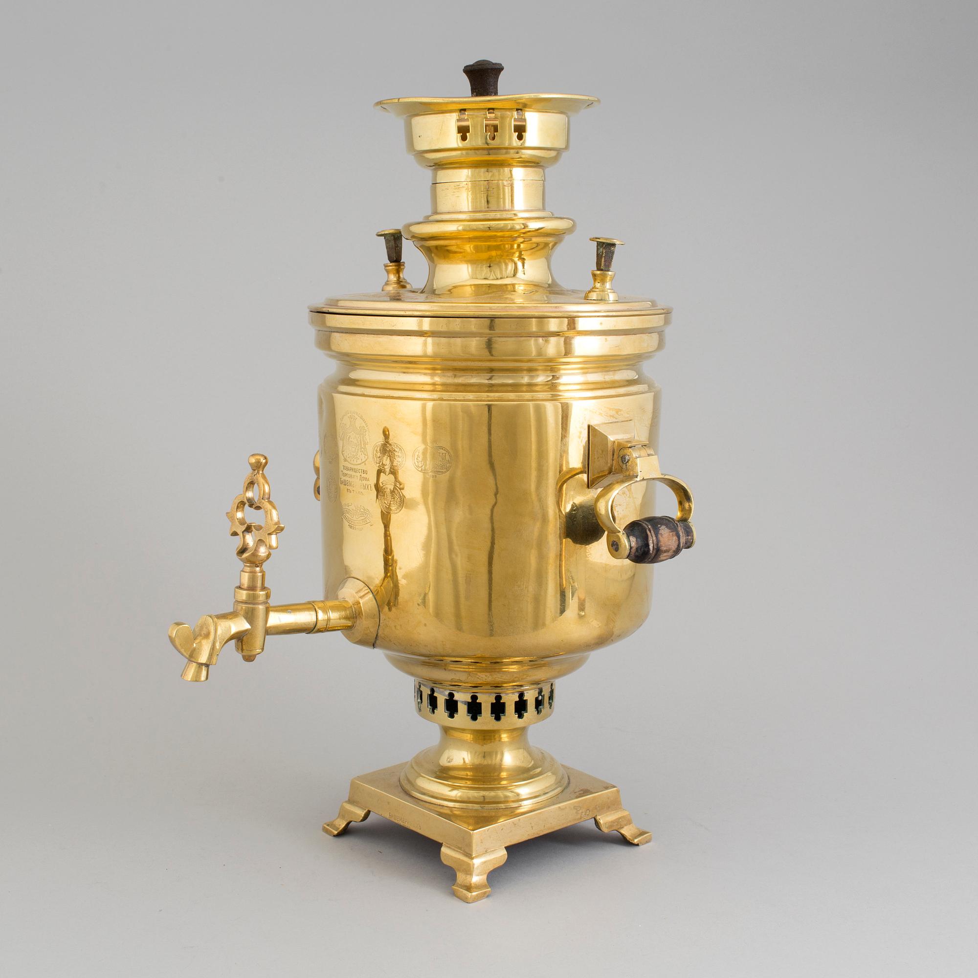 A circa 1900 Russian brass samovar.