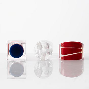 Siv Lagerström, three acrylic rings, 1970s.