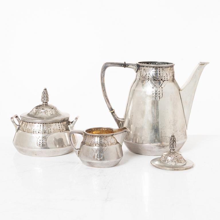 Coffee service, 3 pieces, silver, Art Nouveau, Anna Ohlsson & Co Östersund, 1910.