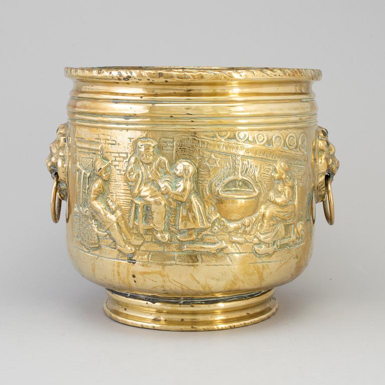 An 18th/19th century brass flower pot.