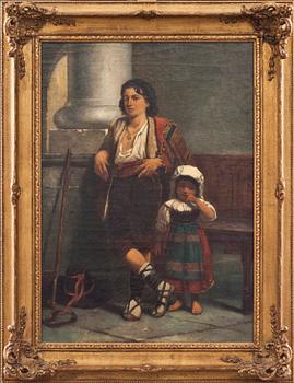 OKÄND KONSTNÄR, olja på duk. 1800-tal.