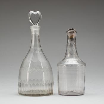 KARAFFER, 2 st, glas, 1800-talets början.