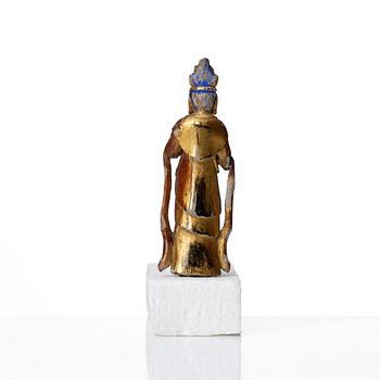 A wooden sculture of a buddhisattva, Qing dynasty.