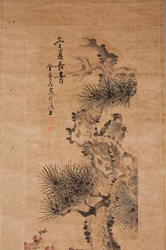 JIN MENGSHI, tillskriven, 2st, rullmålningar, akvareller, Kina.