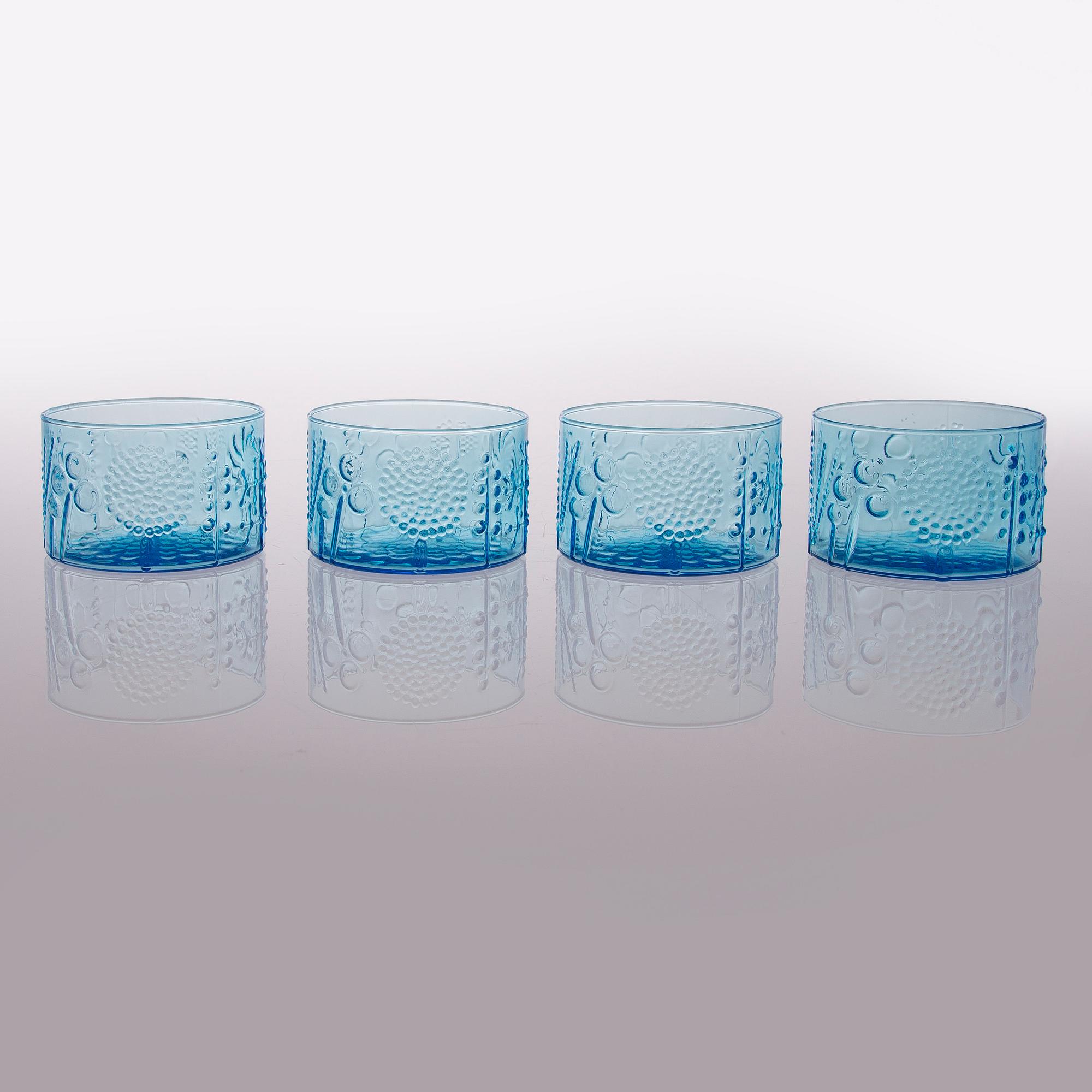 OIVA TOIKKA, GLAS OCH KANNA, 9 delar, "Flora", Nuutajärvi, 1966-1991.