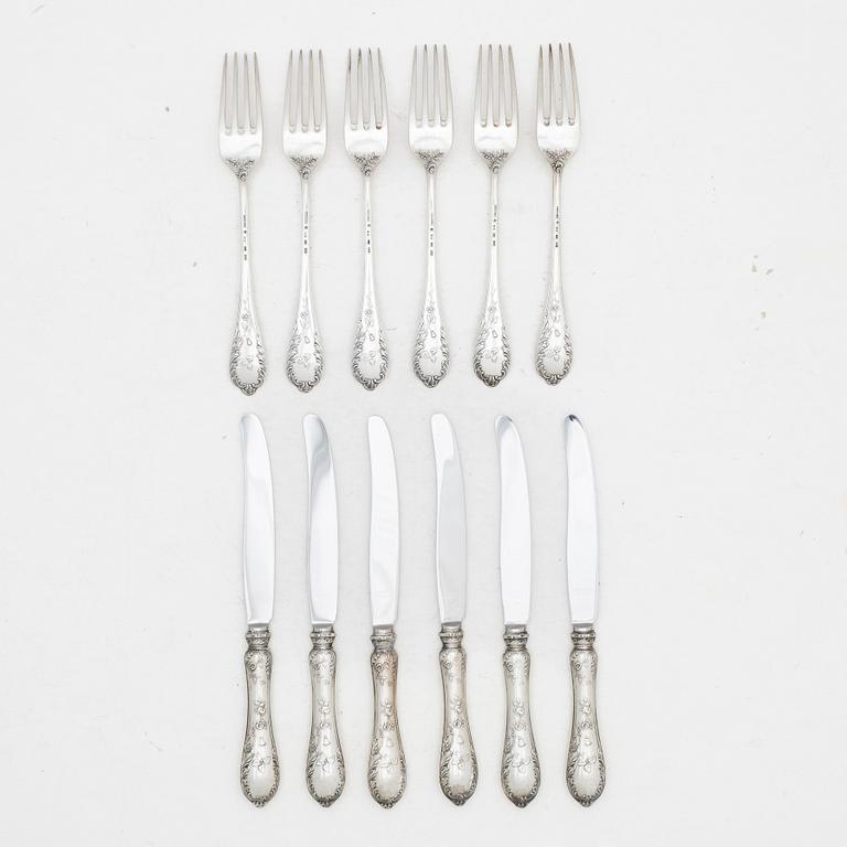 W.A. Bolin, Silver cutlery, 12 pieces, "Model C", Stockholm 1975.