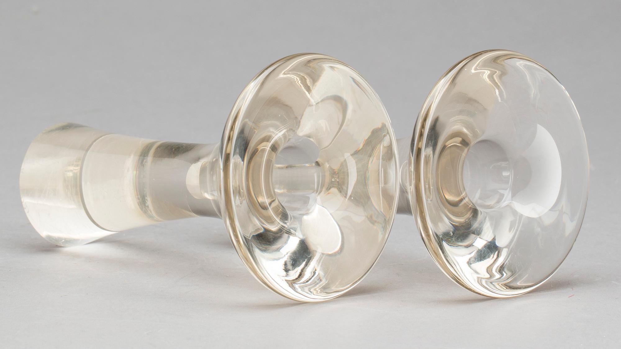 LJUSSTAKAR, ett par, glas, signerade Tapio Wirkkala 3412. Iittala.