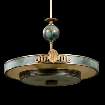 An Art Deco ceiling lamp, possibly Böhlmarks, 1930s, Sweden.