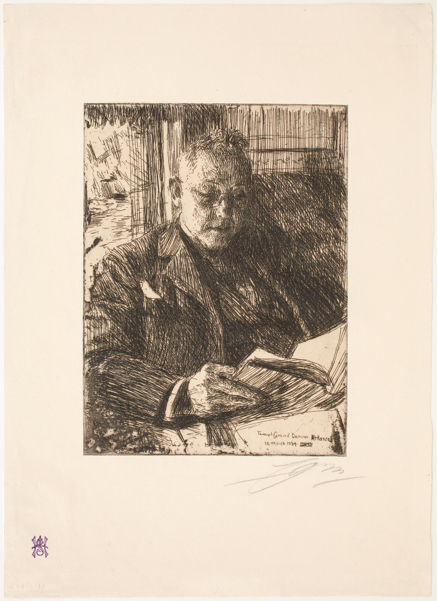 ANDERS ZORN, etsning, utförd 1904, signerad med blyerts.
