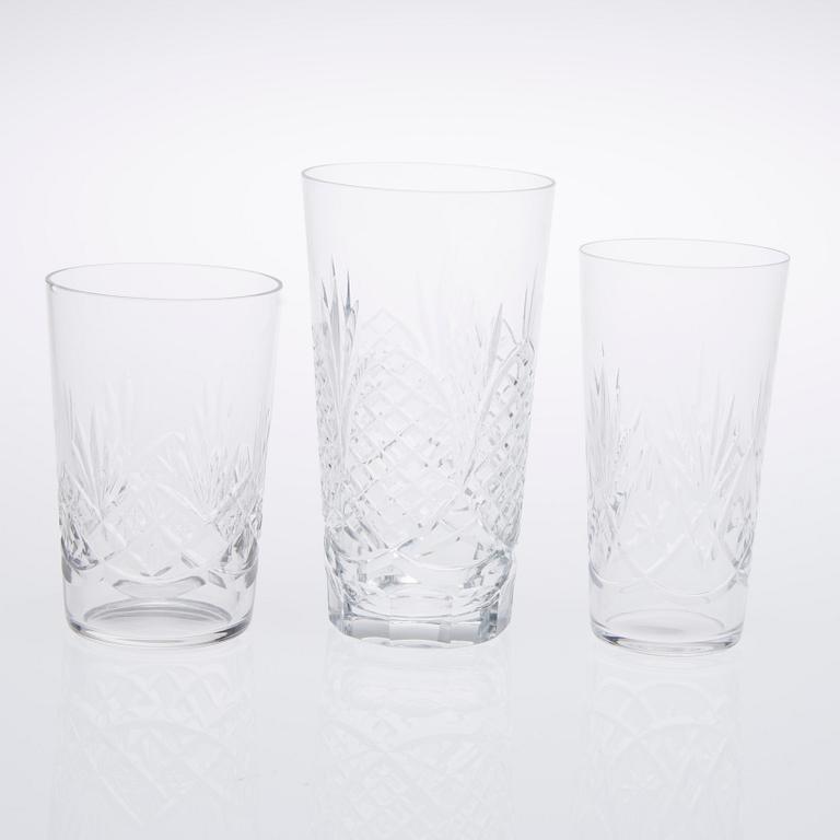 GLASSERVISDELAR, 27 st "Yrjö", Matti Niemi, Riihimäen Lasi och GLAS, 10+6 st samt SOCKERSKÅL, 1900-talets mitt.