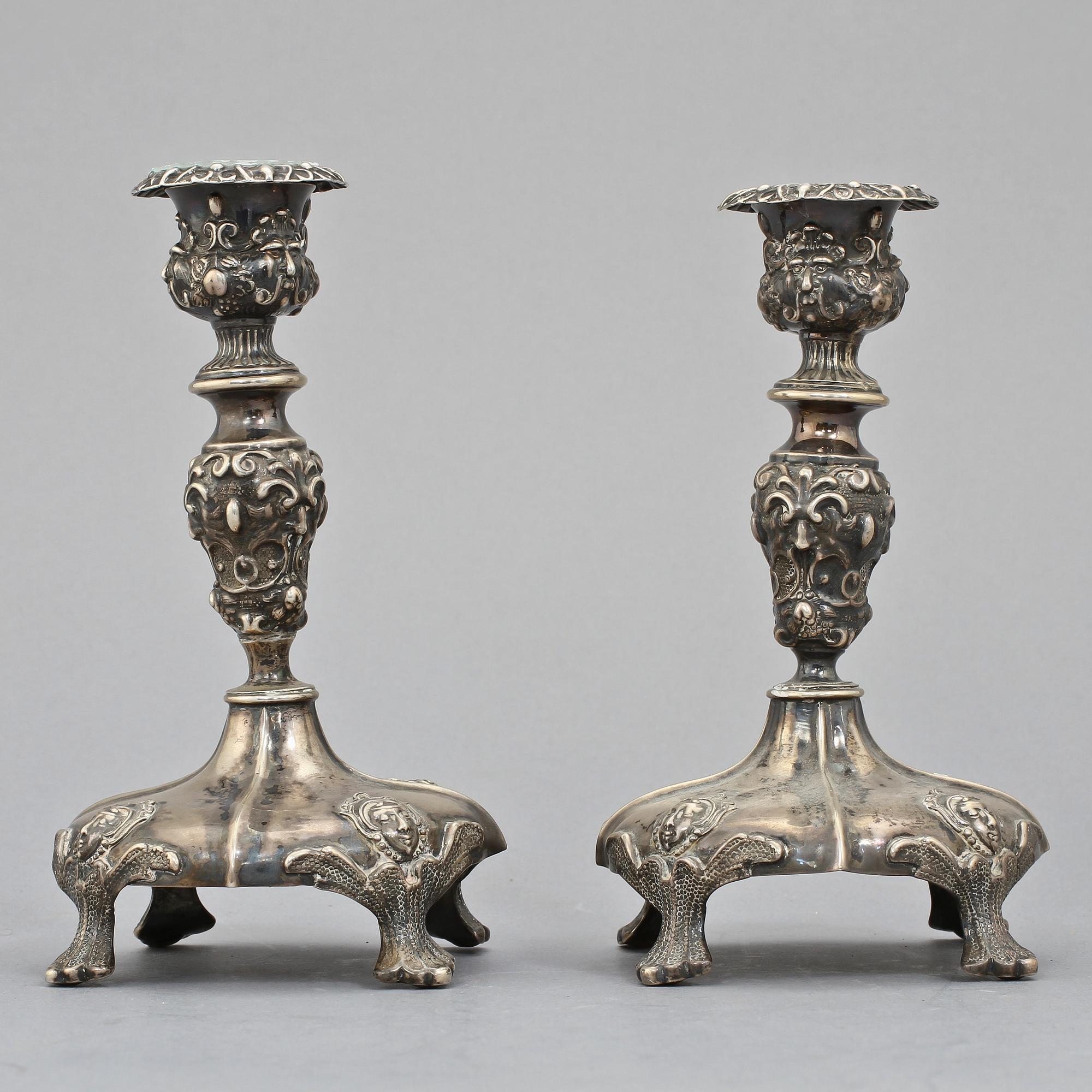 LJUSSTAKAR, ett par, nyrokoko, sent 1800-tal.