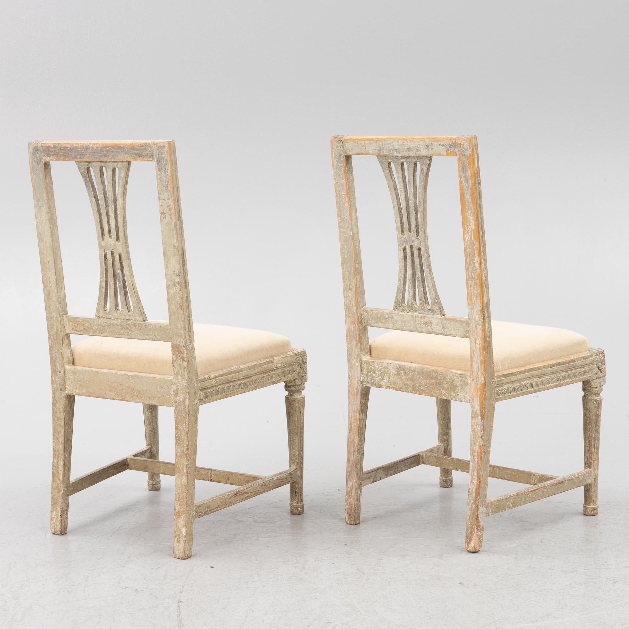 A pair of late Gustavian chairs, Lindome, circa 1800.