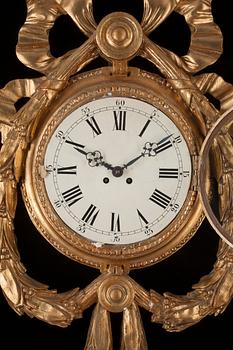 A Gustavian wall clock (later clockwork).