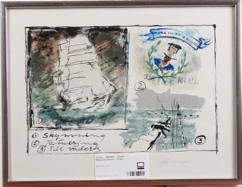 Gösta Werner · WERNER, GÖSTA. Färglitografi. Sign.