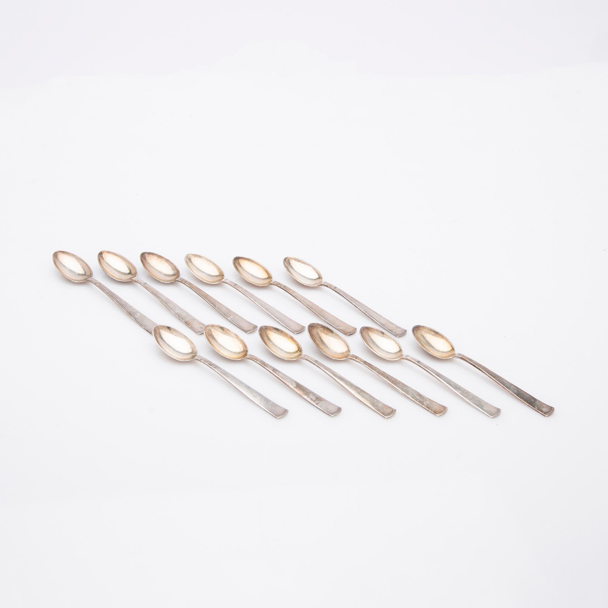 Jacob Ängman, Skedar, silver, 12 st, Rosenholm, GAB, Stockholm, 1960-1963.