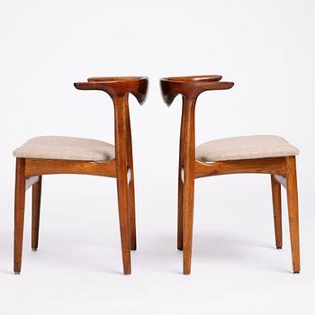 Knud Faerch, a set of six teak 'Cowhorn model 251 chairs', Slagelse Møbelvaerk, Denmark, 1950-60s.